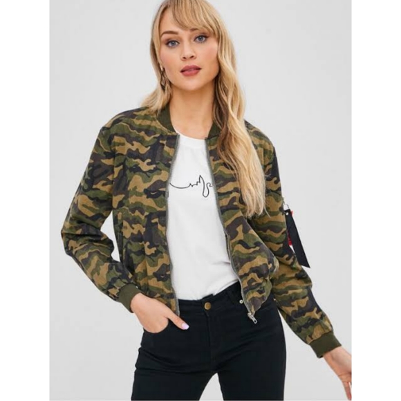 STUSSY Women's padded bomber jacket *camo size 8* - Picture 2 of 7